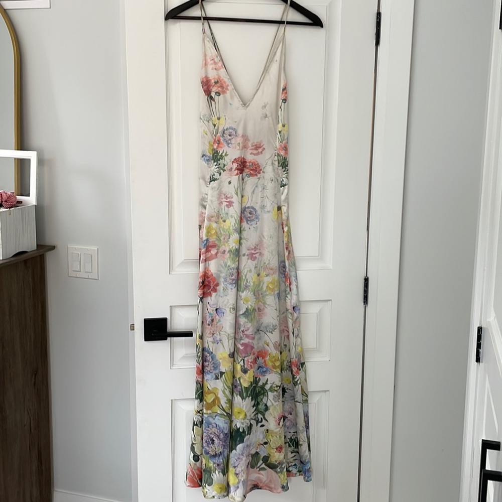ASOS White Floral floor length dress